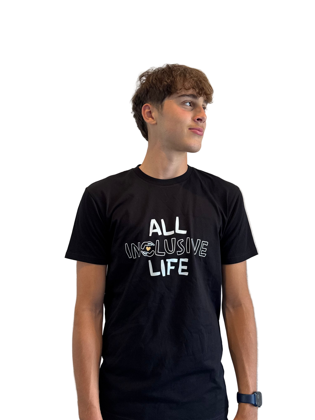 All Inclusive Life T-Shirt with ORANGE HEART (Unisex)