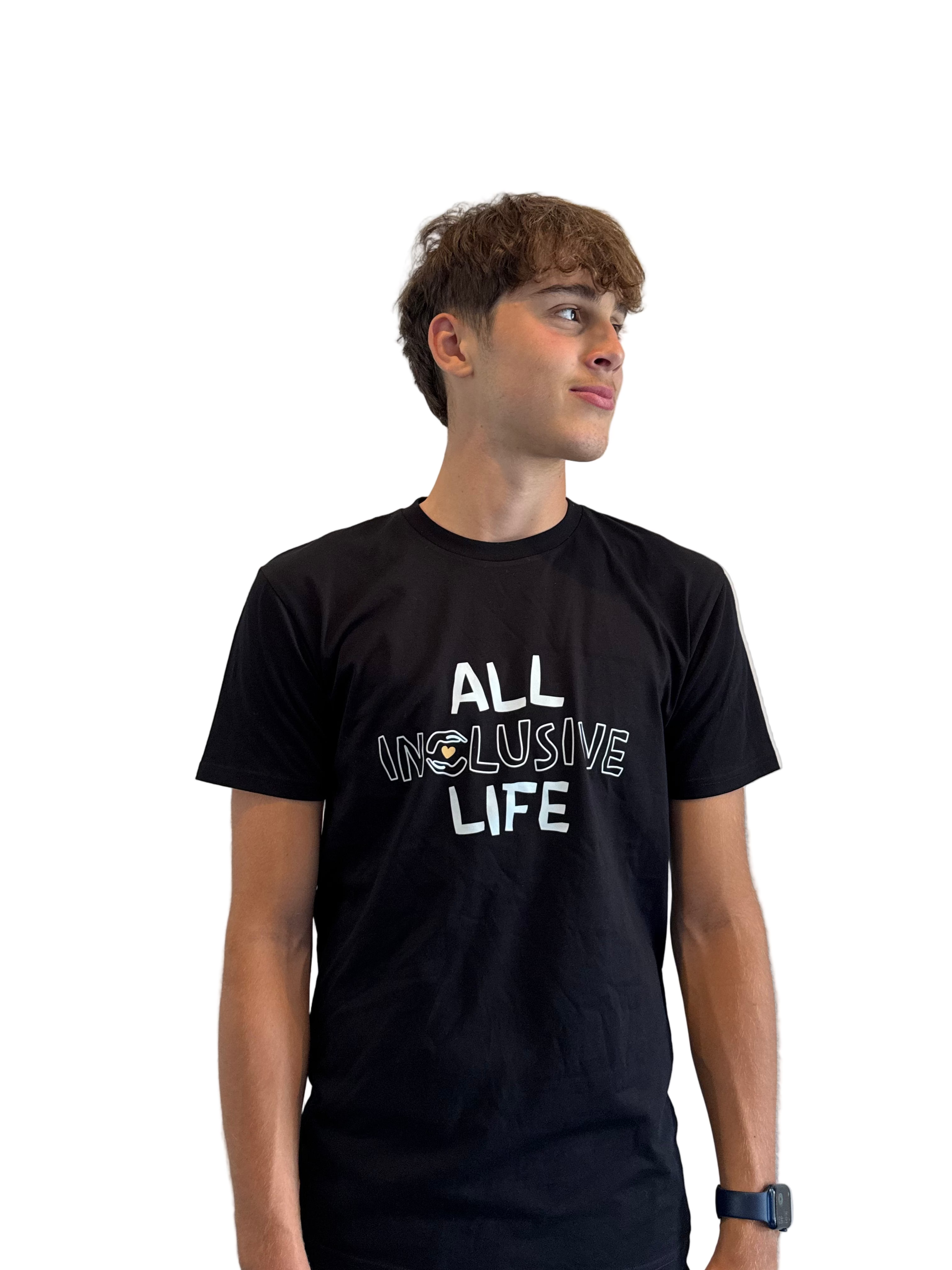 All Inclusive Life T-Shirt with ORANGE HEART (Unisex)