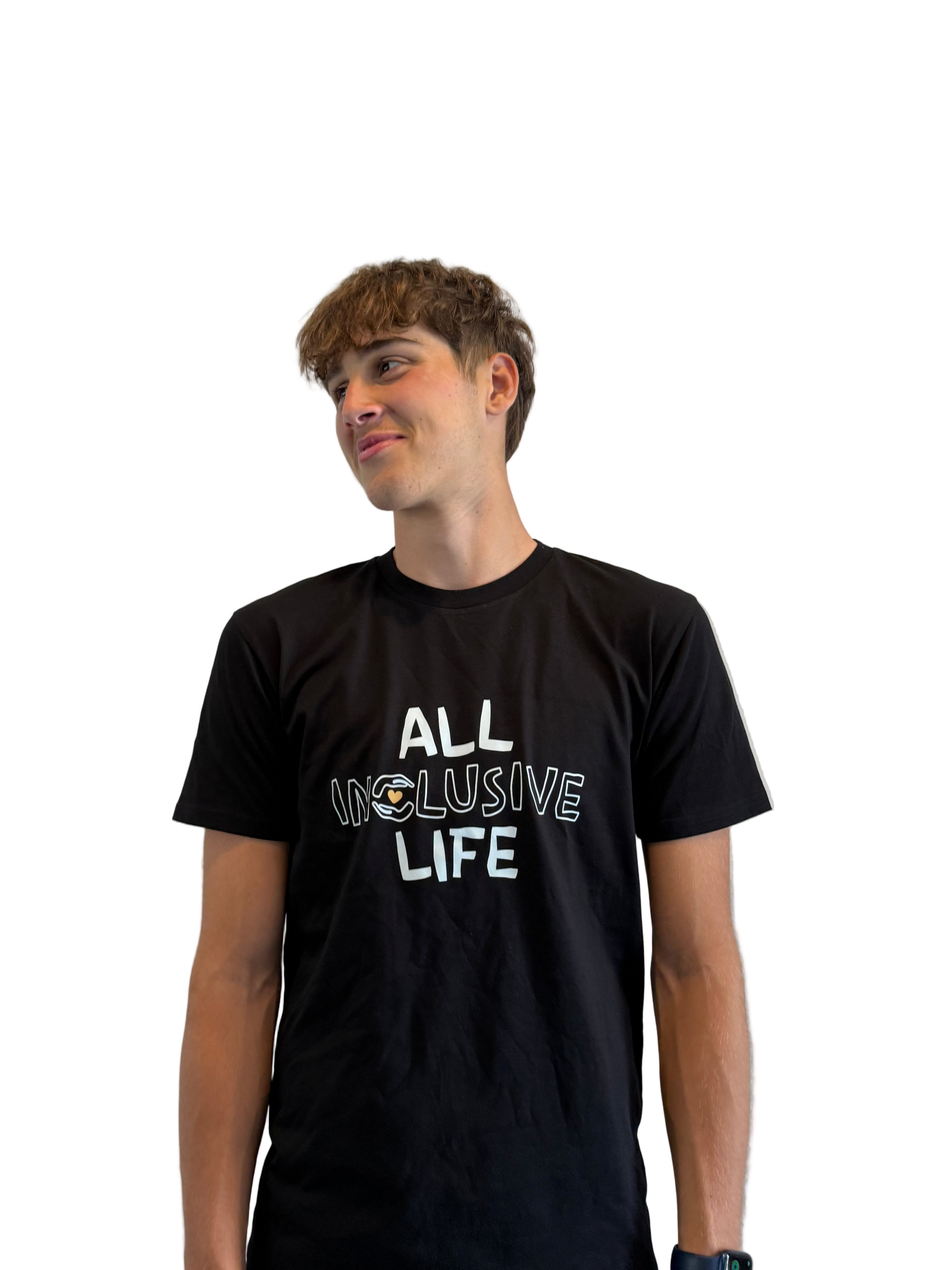 All Inclusive Life T-Shirt with ORANGE HEART (Unisex)
